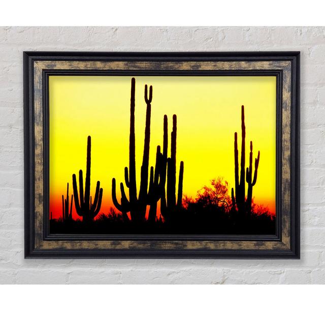 Desert Cactus Sunrise Framed Print Bright Star Size: 84.1cm H x 142.2cm W on Productcaster.