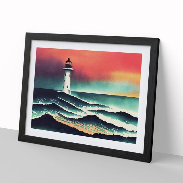 Lighthouse in Watercolour Vol.4 - Picture Frame Graphic Art Breakwater Bay Size: 25cm H x 34cm W, Frame Colour: Black on Productcaster.