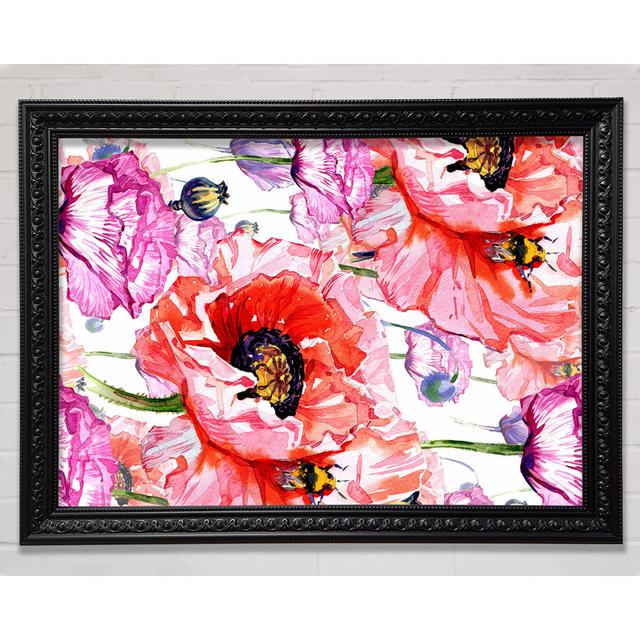 Carnation Poppy Garden - Single Picture Frame Art Prints Bright Star Size: 100cm H x 141.4cm W x 3cm D on Productcaster.