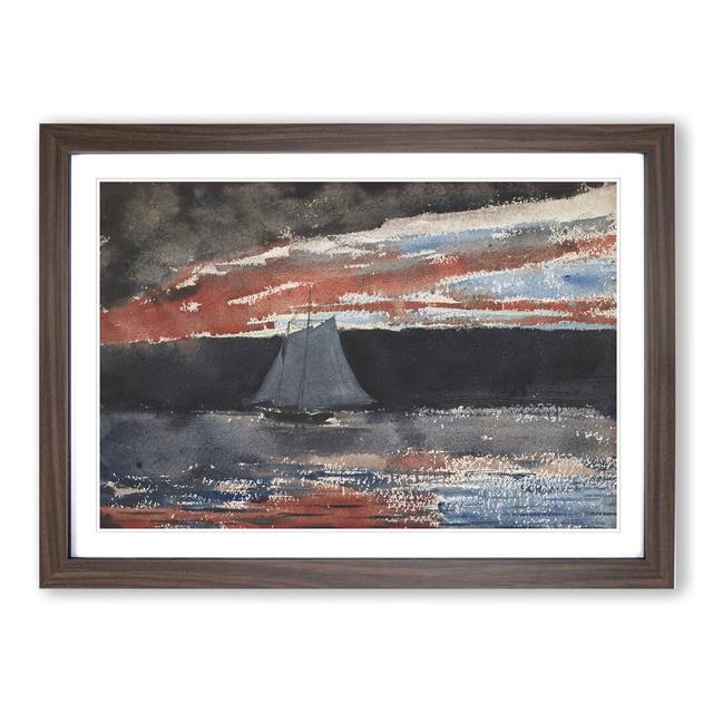 Schooner at Sunset by Winslow Homer - Picture Frame Painting East Urban Home Size: 27cm H x 36cm W x 2cm D, Frame Option: Walnut Framed on Productcaster.