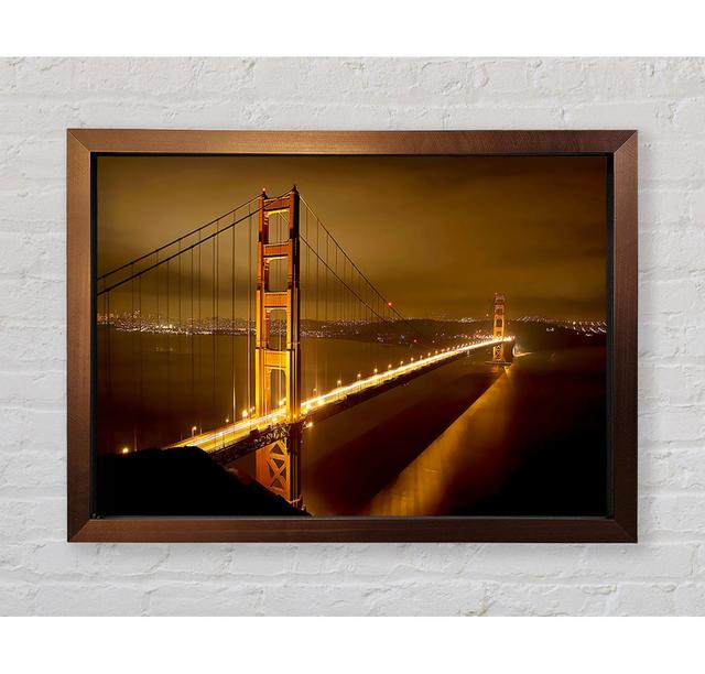 San Francisco Bridge Golden Mist Framed Print Ebern Designs Size: 42cm H x 59.7cm W x 3.4cm D, Format: Bronze Framed Paper on Productcaster.