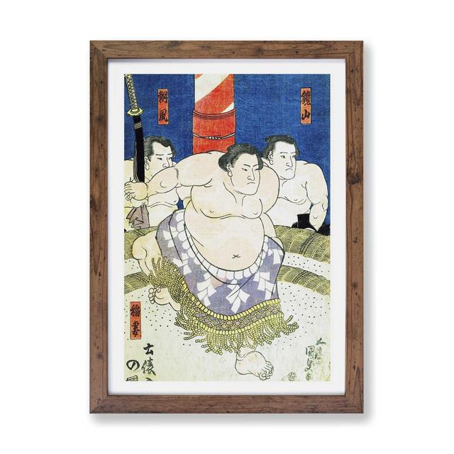 'Three Sumo Wrestlers' - Picture Frame Painting Print on Paper East Urban Home Size: 33cm H x 45cm W x 2cm D, Frame Option: Walnut on Productcaster.