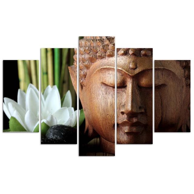 Canvas Print Buddha Bamboo Flowers Latitude Vive Size: 100cm H x 150cm W on Productcaster.