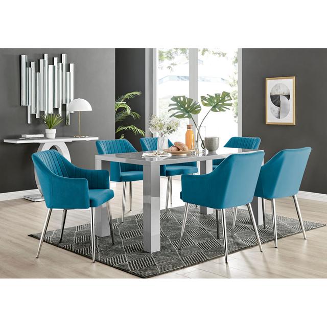 6 - Person Dining Set Canora Grey Colour (Chair): Grey/Gold, Table Colour: Grey on Productcaster.