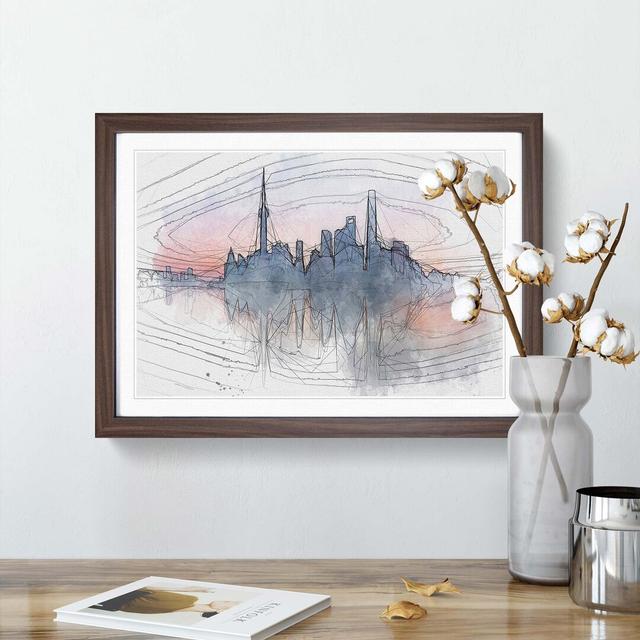 View of Shanghai in China in Abstract - Picture Frame Graphic Art Print East Urban Home Frame Option: Walnut, Size: 40cm H x 60cm W x 2cm D on Productcaster.