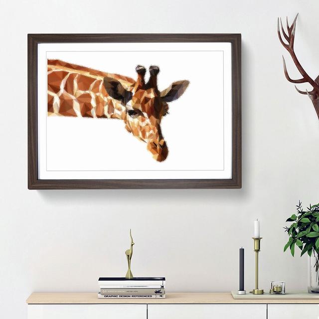 Geometric Giraffe in Abstract - Picture Frame Graphic Art Print on MDF East Urban Home Frame Option: Walnut Framed, Size: 48cm H x 65cm W x 2cm D on Productcaster.