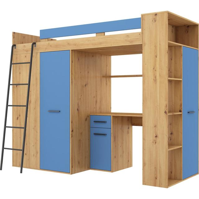 Coleridge European Single (90 x 200cm) Bed Frame with Drawers Isabelle & Max Colour (Bed Frame): Artisan Oak/Blue on Productcaster.