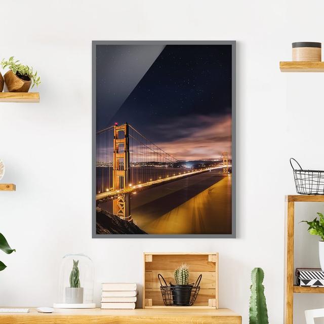 Golden Gate to Stars - Picture Frame Graphic Art 17 Stories Size: 100cm H x 70cm W x 2cm D, Frame Option: Grey Framed on Productcaster.