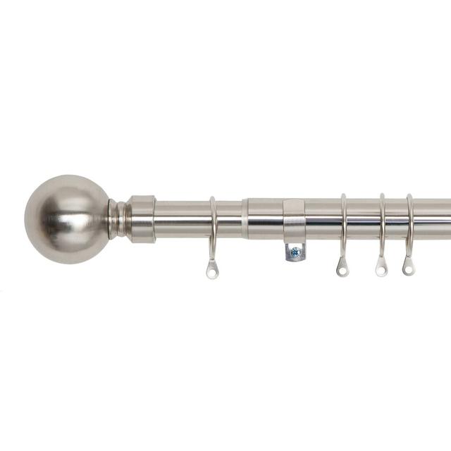 Wall Mounted Adjustable Single Curtain Rod Set with Finials Marlow Home Co. Size: 5cm H x 120cm W, Colour: Brushed Nickel on Productcaster.