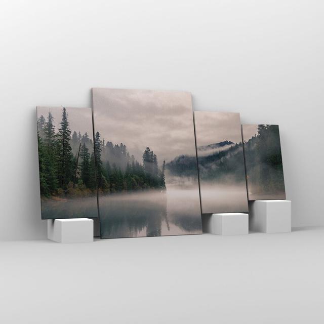 Reflection Fog Landscape - 4 Piece Wrapped Canvas Photograph Union Rustic Size: 90cm H x 160cm W x 1.8cm D on Productcaster.