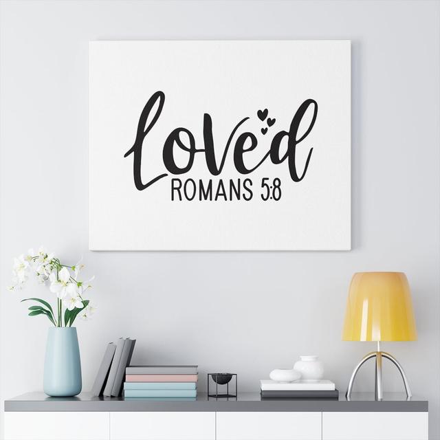 Loved Romans 5:8 - Wrapped Canvas Print Blue Elephant Size: 30cm H x 41cm W on Productcaster.