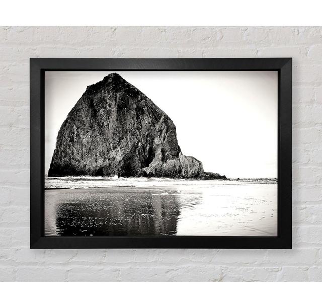 Rock In Black And White Framed Print Highland Dunes Size: 84.1cm H x 118.9cm W on Productcaster.