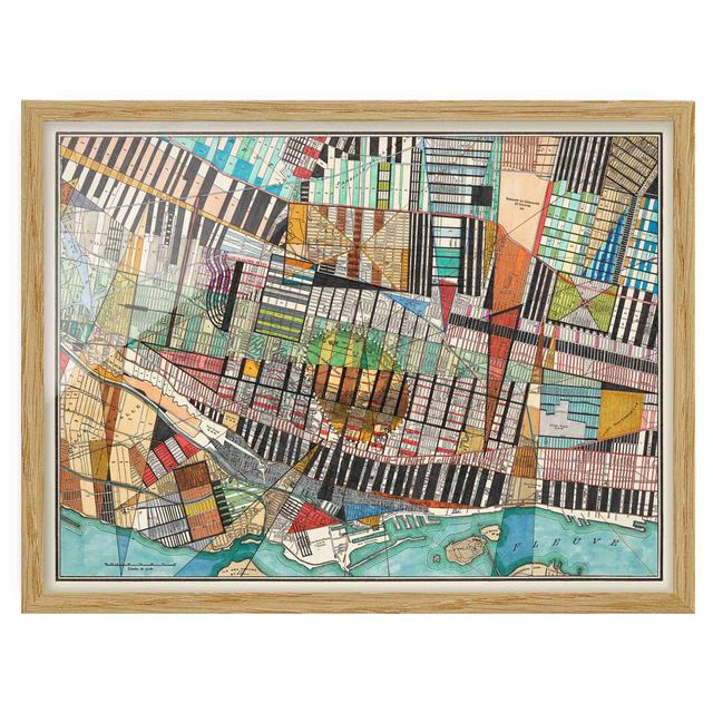 Modern Map of Montreal - Picture Frame Painting Ebern Designs Size: 70cm H x 100cm W x 2cm D, Frame Option: Brown Framed on Productcaster.