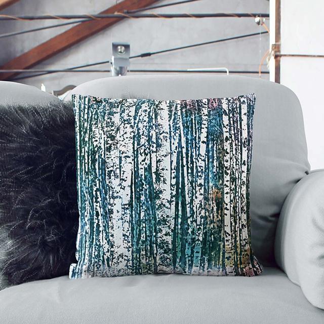 A Birch Tree Forest In Abstract Square Throw Cushion East Urban Home Size: 40 x 40 cm, Backing Colour: White on Productcaster.