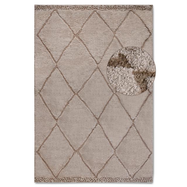 Gallery Geometric Machine Woven Beige Area Rug Elle Decoration Rug Size: Rectangle 80 x 120cm on Productcaster.