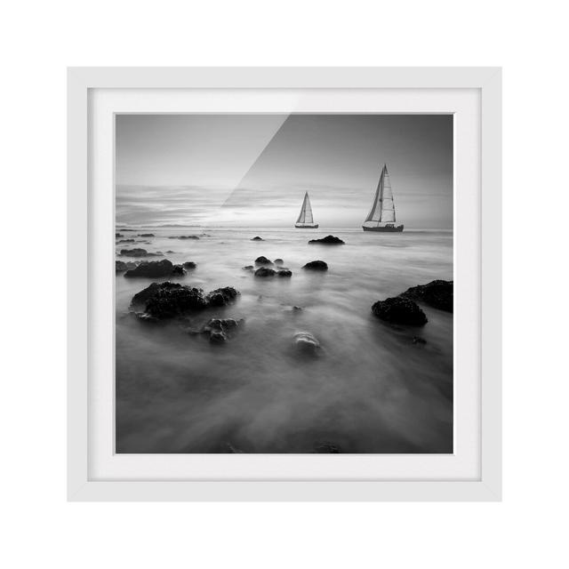 Sailing Ships on the Ocean II Framed Photographic Art Print East Urban Home Frame Options: Matt white, Size: 70cm H x 70cm W on Productcaster.