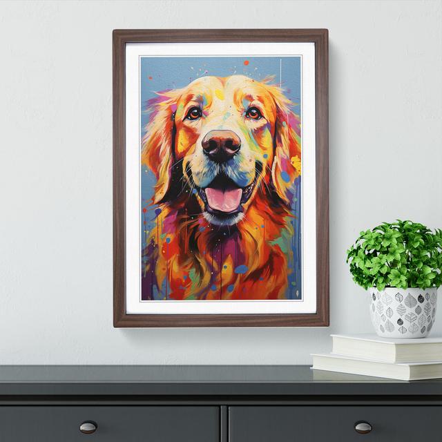 Golden Retriever Contemporary No.2 - Single Picture Frame Print on Wood Marlow Home Co. Size: 46cm H x 34cm W x 2cm D, Frame Colour: Walnut on Productcaster.