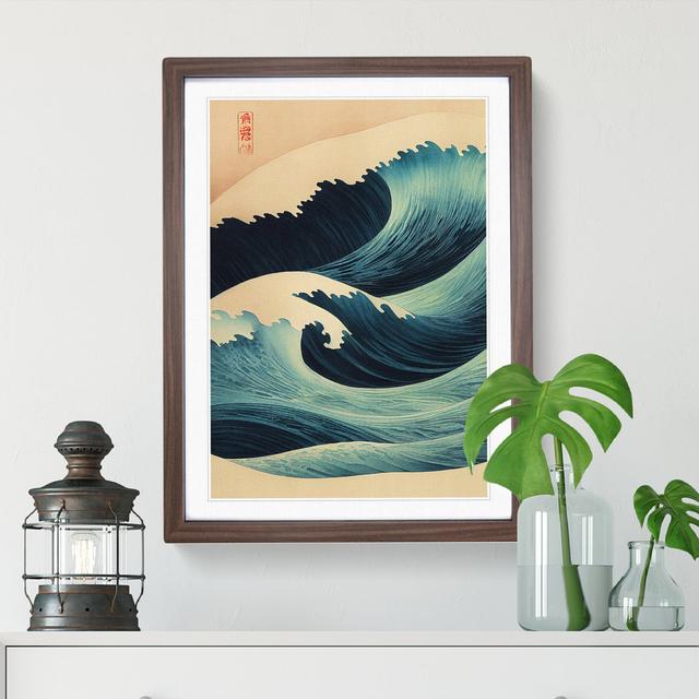 Traditional Japanese Wave No.7 House of Hampton Size: 36cm H x 27cm W, Format: Walnut Framed, Matte Colour: White on Productcaster.