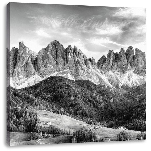 Leinwandbild Colourful Forest Landscape in Front of the Dolomites Alpen Home Maße: 40 cm H x 40 cm B x 1,8 cm T on Productcaster.