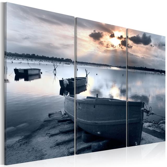 Canvas Print - A Small Boat By A Lake Longshore Tides on Productcaster.