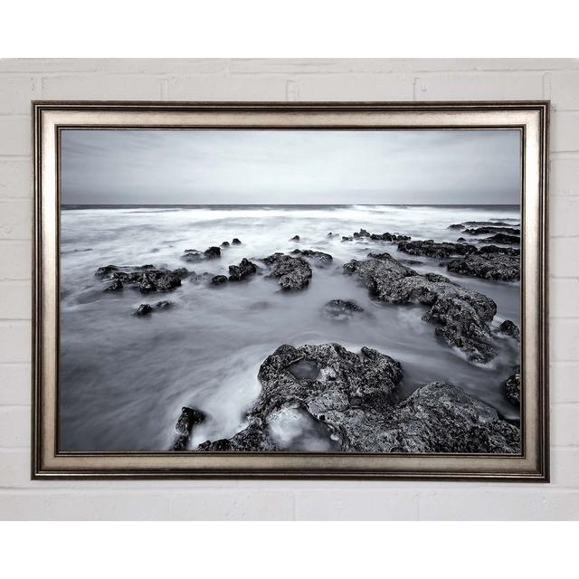 Black And White Sea Framed Print Wall Art House of Hampton Size: 29.7cm H x 42cm W x 1.5cm D, Format: Gunmetal Framed Paper on Productcaster.