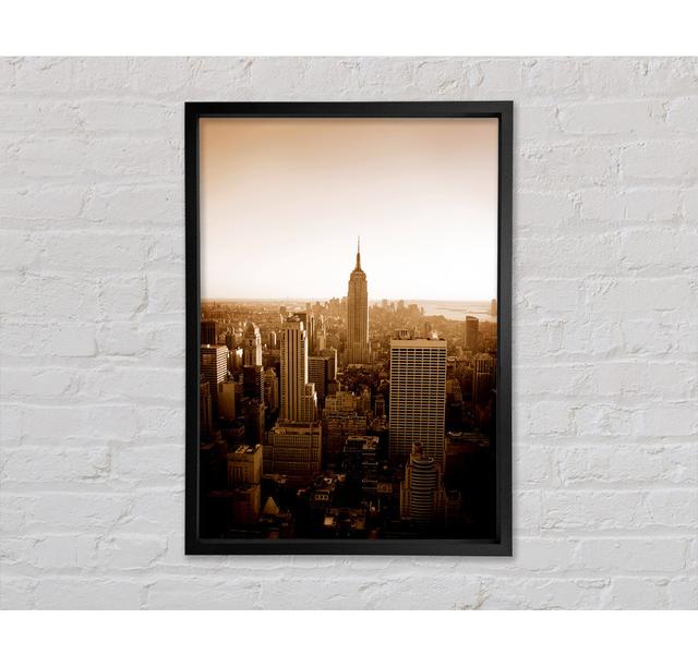 Retro New York Framed Print Ebern Designs Size: 84.1cm H x 118.9cm W x 3.3cm D, Format: Black Framed Canvas on Productcaster.