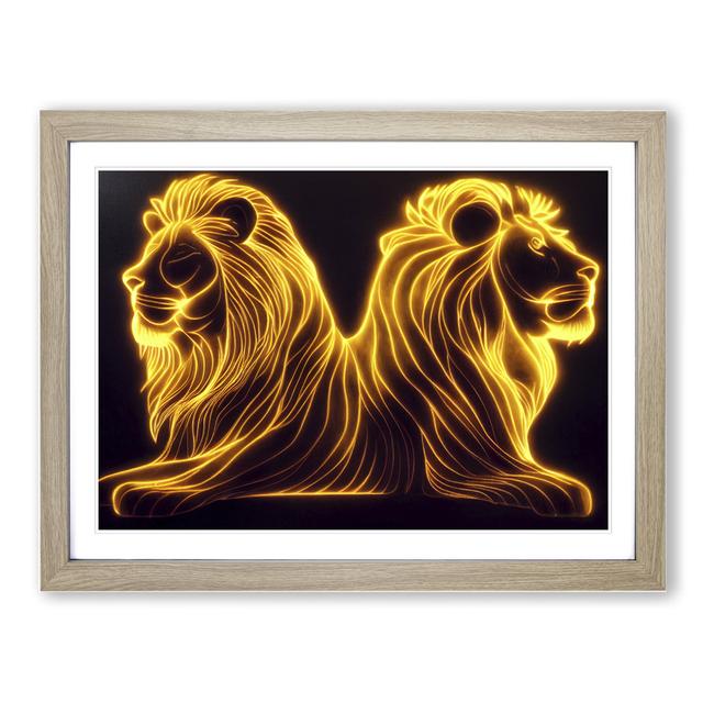 Flaming Lions Abstract - Picture Frame Graphic Art 17 Stories Size: 25cm H x 34cm W x 2cm D, Frame Colour: Oak Framed on Productcaster.