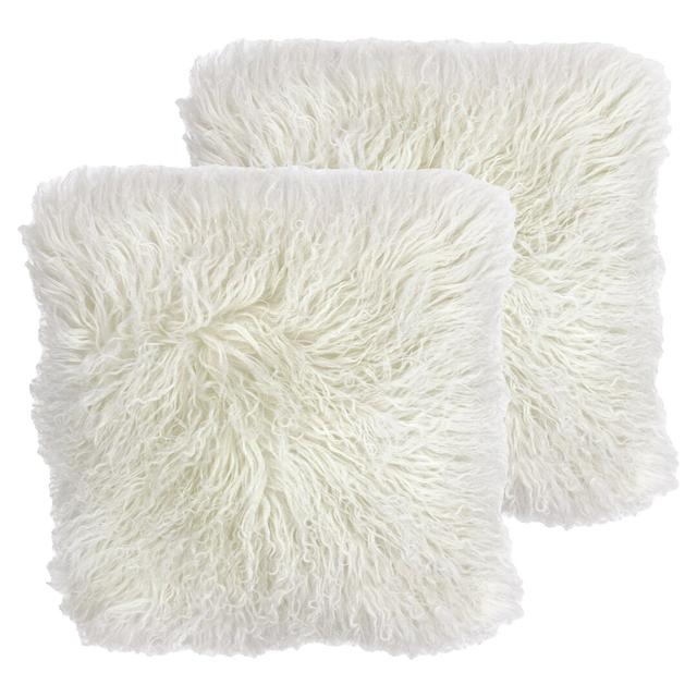 Kiska Wool Cushion with Filling (Set of 2) Fairmont Park Fill Material: Polyester, Colour: Pristine on Productcaster.