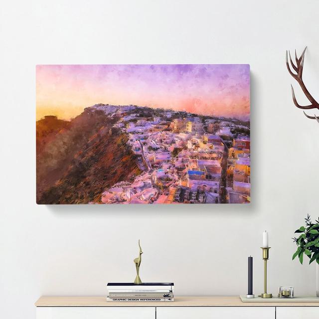 View Of Santorini In Greece - Wrapped Canvas Print East Urban Home Size: 35cm H x 50cm W x 3cm D on Productcaster.