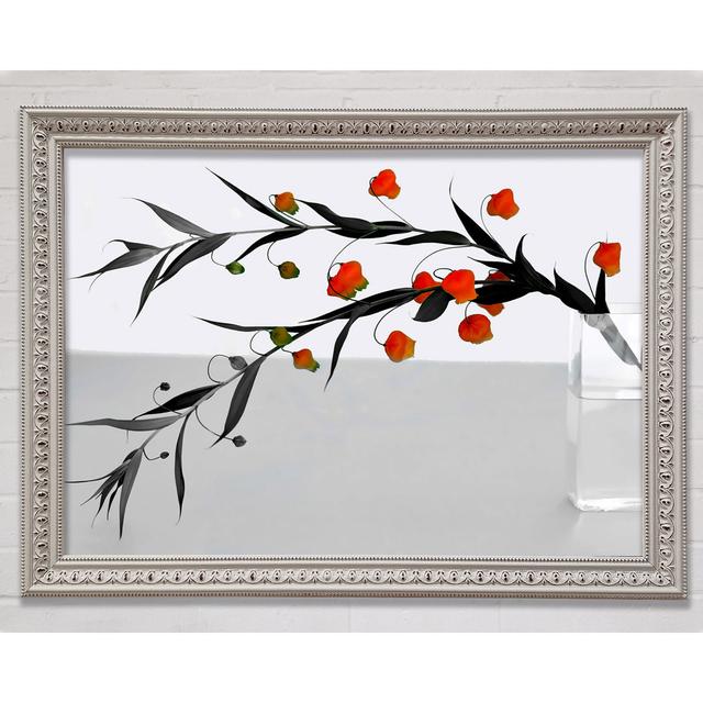 Vase Of Orange Buds B N W - Single Picture Frame Print Brayden Studio Size: 59.7cm H x 84.1cm W x 3cm D, Format: Black Framed Wood on Productcaster.