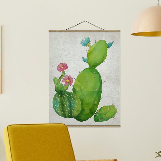 Stoffbild Cactus Family Pink Turquoise BohoLiving Maße: 106,5 cm H x 80 cm B x 0,3 cm T on Productcaster.