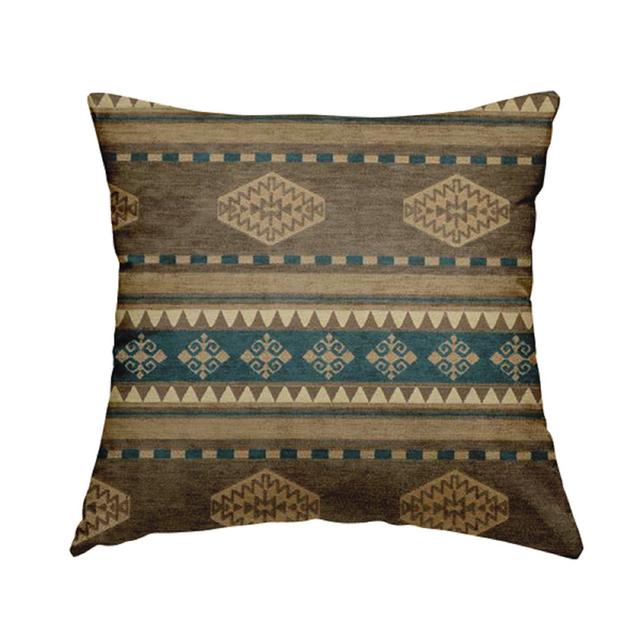 Bohanan Square Throw Cushion Union Rustic Size: 30cm H x 30cm W x 5cm D, Colour: Brown/Blue on Productcaster.