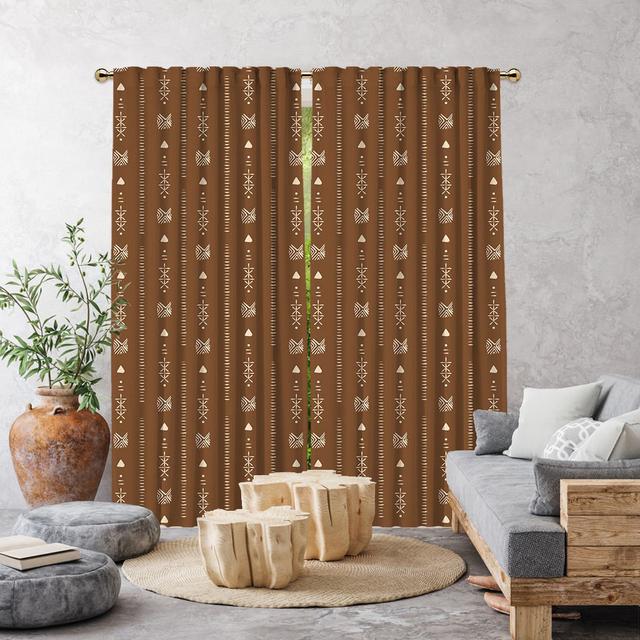 Polyester Semi Sheer Curtain Pair (Set of 2) Lilijan Home & Curtain Panel Size: 140cm Width x 325cm Drop, Curtain Colour: Brown on Productcaster.