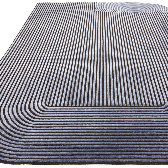 Anhuar Curved Striped Machine Woven Blue Area Rug Latitude Run Rug Size: Oval 120 x 170cm on Productcaster.