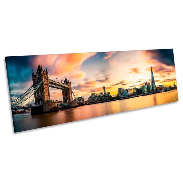 London Skyline City Tower Bridge - Wrapped Canvas Panoramic Print 17 Stories Size: 40.64cm H x 121.92cm W on Productcaster.