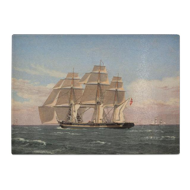 Najaden Ship Under Sail by Christoffer Wilhelm Eckersberg Chopping Board East Urban Home Size: 0.4cm H x 20cm W x 28.5cm L on Productcaster.