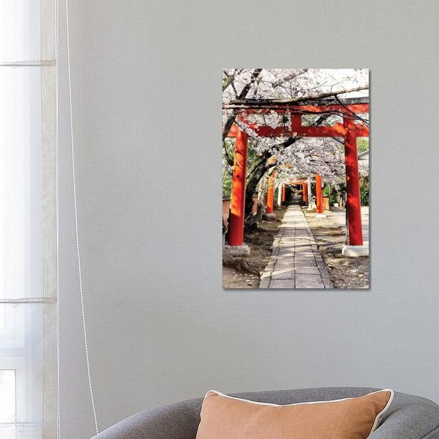 Cherry Blossoms and Torii by Philippe Hugonnard - Wrapped Canvas Photograph Latitude Run Size: 66.04cm H x 45.72cm W x 1.91 cm D on Productcaster.