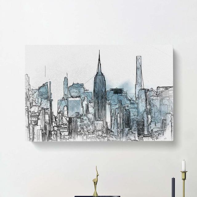 Manhattan New York Skyline in Abstract - Wrapped Canvas Drawing Print East Urban Home Size: 50cm H x 76cm W x 3cm D on Productcaster.