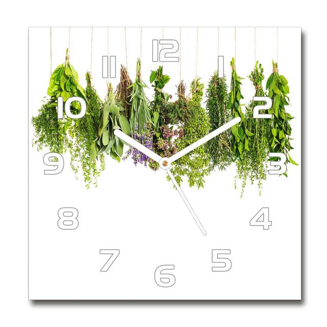 Herbs on a String Silent Wall Clock East Urban Home Colour: White/Green on Productcaster.