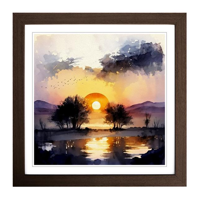 Sunrise Watercolour No.1 - Print Marlow Home Co. Format: Walnut on Productcaster.