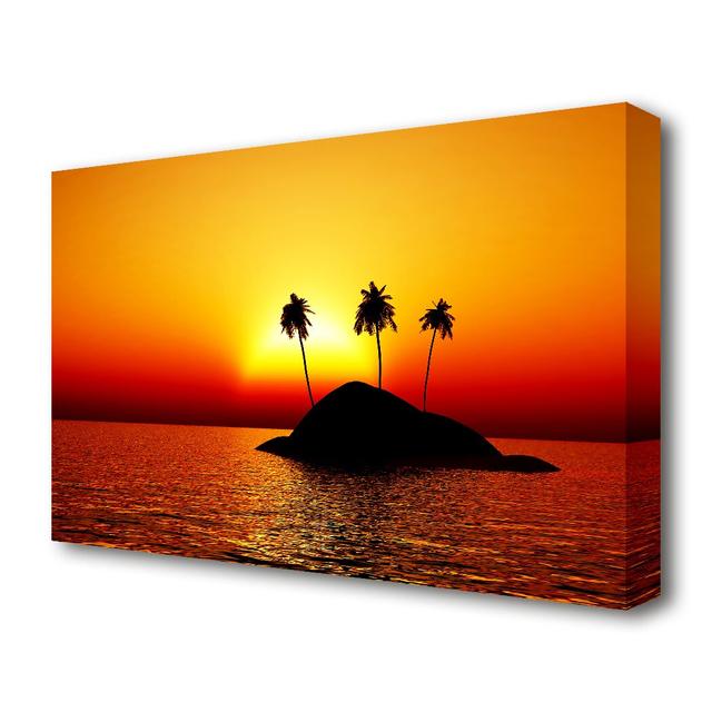 'Palmtree Island At Sunset' Textual Art on Wrapped Canvas East Urban Home Size: 101.6 cm H x 142.2 cm W on Productcaster.