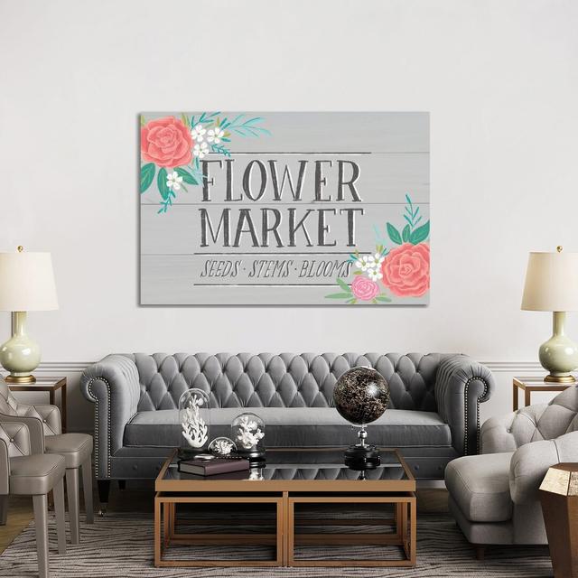 Flower Market IV - Wrapped Canvas Typography Happy Larry Size: 101.6cm H x 152.4cm W x 3.81cm D on Productcaster.