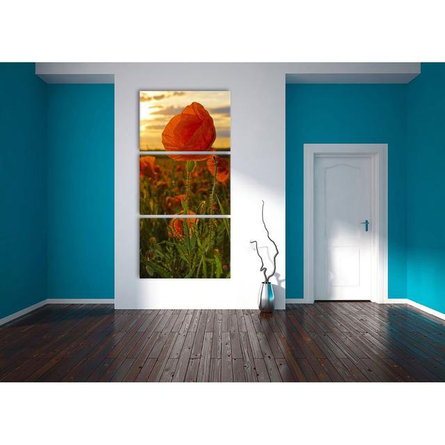 Poppy Field Art Print Multi-Piece Image on Canvas East Urban Home Size: 240 cm H x 120 cm W on Productcaster.