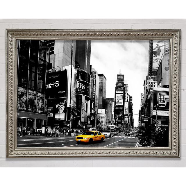 Broadway Yellow Cab B N W Framed Print Bright Star Size: 84.1cm H x 118.9cm W x 3cm D on Productcaster.