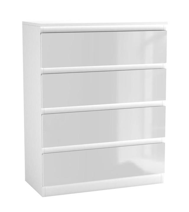 Gloss 4 Drawer Skagen High Wooden Bedroom Chest Cabinet Latitude Run Colour: White/Grey on Productcaster.