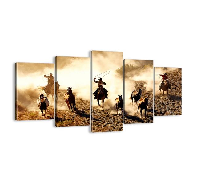 'Really Wild West' - 5 Piece Unframed Photograph Print Set on Canvas Union Rustic Size: 85cm H x 160cm W x 1.8cm D on Productcaster.