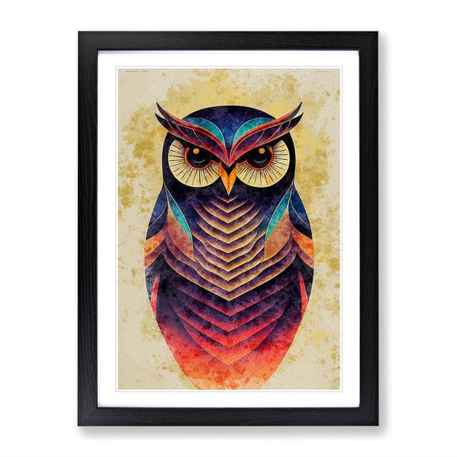 Owl in Watercolour No.2 - Picture Frame Painting Alpen Home Size: 34cm H x 25cm W x 2cm D, Frame Colour: Black on Productcaster.