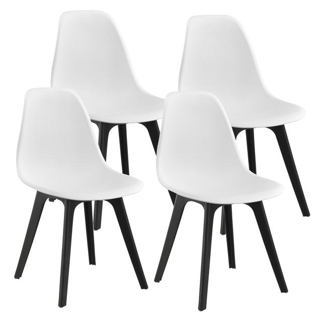 Citlali Dining Chair (Set of 4) Mikado Living Upholstery Colour: White/Black, Leg Colour: Black on Productcaster.