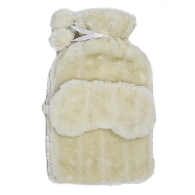 Fluffy Hot Water Bottle And Mask Set - Pink 33Cm Fairmont Park Colour: White on Productcaster.