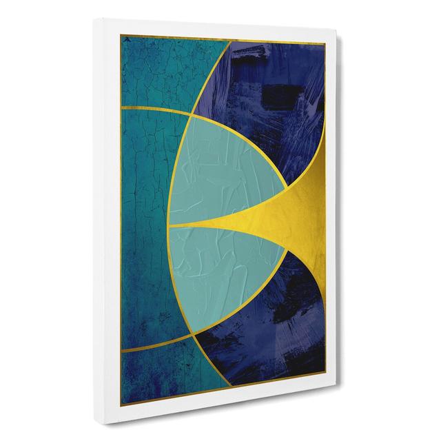 Sweeping Forms Blue Gold - Wrapped Canvas Graphic Art East Urban Home Size: 91cm H x 60cm W x 3cm D on Productcaster.